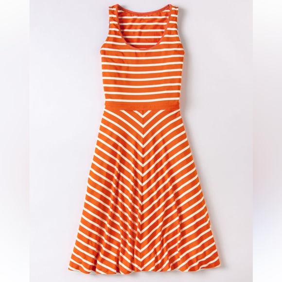 Boden Dresses & Skirts - Boden Erin Orange Ivory Jersey Striped Tank Sundress Fit & Flare Dress 8R